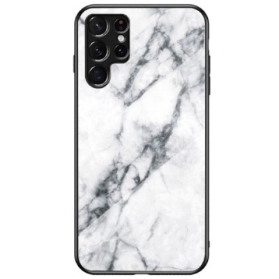 Samsung Galaxy S22 Ultra 5G (SM-S908X) „Marble“ твердый силиконовый чехол TPU белого цвета | Vacins.lv