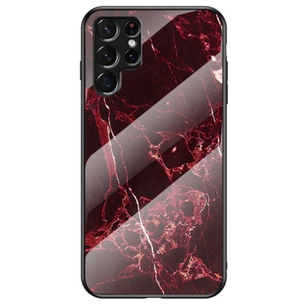 „Marble“ твердый силиконовый (TPU) чехол - красный (Galaxy S22 Ultra 5G)