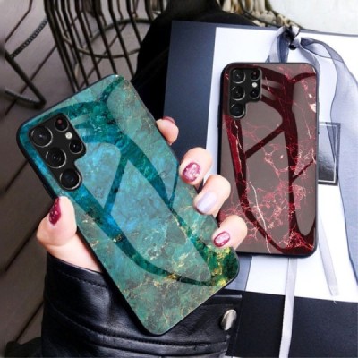 Samsung Galaxy S22 Ultra 5G (SM-S908X) „Marble“ cieta silikona (TPU) zils apvalks | vacins.lv