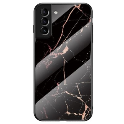 Samsung Galaxy S22+ 5G (SM-S906X) „Marble“ cieta silikona (TPU) melns / zelta apvalks | vacins.lv