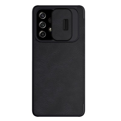 Samsung Galaxy A53 5G (SM-A536B) роскошный серии Nillkin Qin Pro кожаный чехол-книжка - чёрный | Vacins.lv