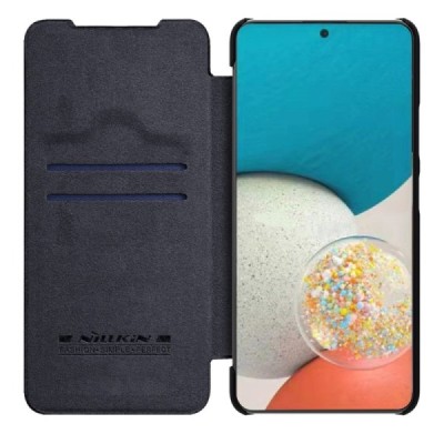 Samsung Galaxy A53 5G (SM-A536B) роскошный серии Nillkin Qin Pro кожаный чехол-книжка - чёрный | Vacins.lv