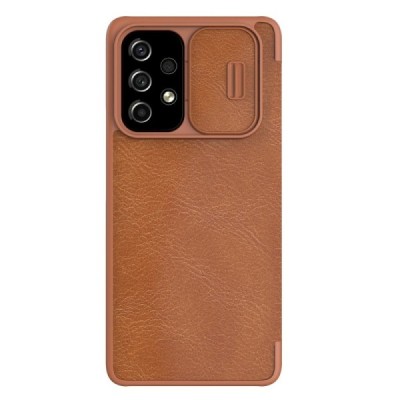Samsung Galaxy A53 5G (SM-A536B) greznais Nillkin Qin Pro sērijas ādas atvērams brūns maciņš, maks | Vacins.lv