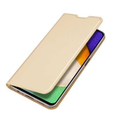 „Dux Ducis“ Skin серии Samsung Galaxy A13 4G (SM-A135F, SM-A137F) золотой кожаный чехол-книжка | Vacins.lv