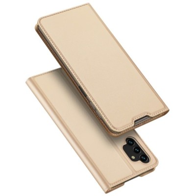 „Dux Ducis“ Skin серии Samsung Galaxy A13 4G (SM-A135F, SM-A137F) золотой кожаный чехол-книжка | Vacins.lv