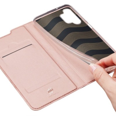 „Dux Ducis“ Skin серии Samsung Galaxy A13 4G (SM-A135F, SM-A137F) розовый кожаный чехол-книжка | Vacins.lv