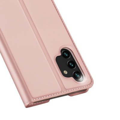 „Dux Ducis“ Skin серии Samsung Galaxy A13 4G (SM-A135F, SM-A137F) розовый кожаный чехол-книжка | Vacins.lv