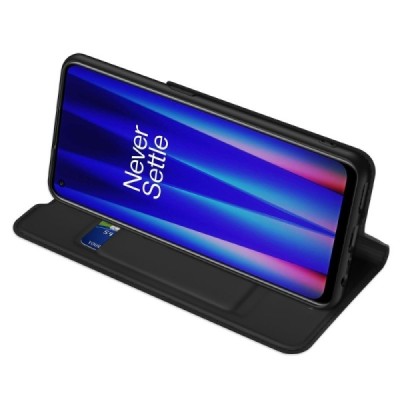 OnePlus Nord CE 2 „Dux Ducis“ Skin sērijas melns ādas atvērams maciņš | Vacins.lv