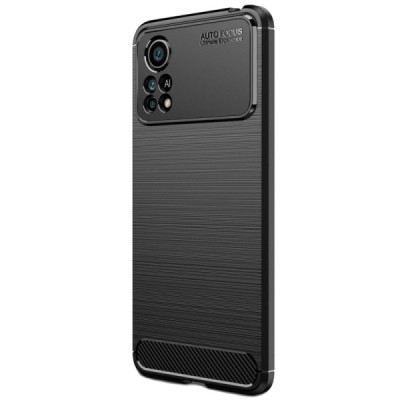 Xiaomi Poco X4 Pro „Carbon“ твердый силиконовый чехол (TPU) - черный | Vacins.lv