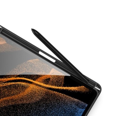 Samsung Galaxy Tab S8 Ultra 14.6" (X900, X906) „Dux Ducis“ Stylus atvēramais melns maciņš - maks ar vietu, kur ielikt stylus | V