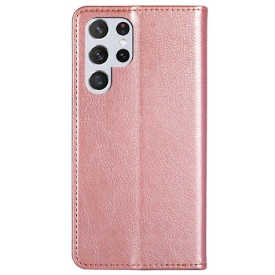 Твердый розовый кожаный чехол-книжка для Samsung Galaxy S22 5G (SM-S901X) | Vacins.lv