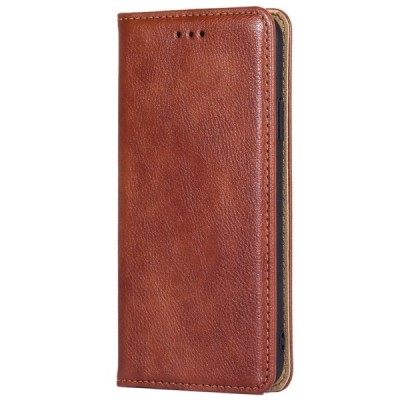 Твердый коричневый кожаный чехол-книжка для Samsung Galaxy S22 5G (SM-S901X) | Vacins.lv