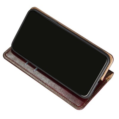 Твердый коричневый кожаный чехол-книжка для Samsung Galaxy S22 5G (SM-S901X) | Vacins.lv