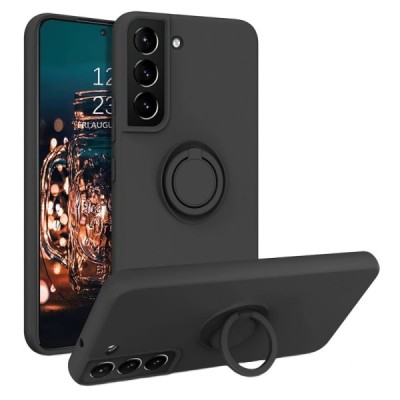 Samsung Galaxy S22+ 5G (SM-S906X) „Ring“ Kickstand (TPU) melns apvalks | vacins.lv