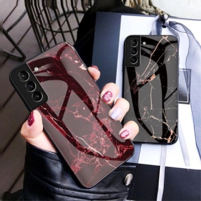 Samsung Galaxy S22 5G (SM-S901X) „Marble“ твердый силиконовый чехол TPU красного цвета | Vacins.lv