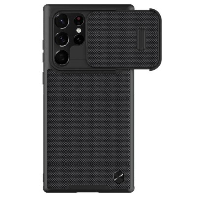 Samsung Galaxy S22 Ultra 5G (SM-S908X) „Nillkin“ Textured чёрный чехол, задняя часть с защитой камеры | Vacins.lv