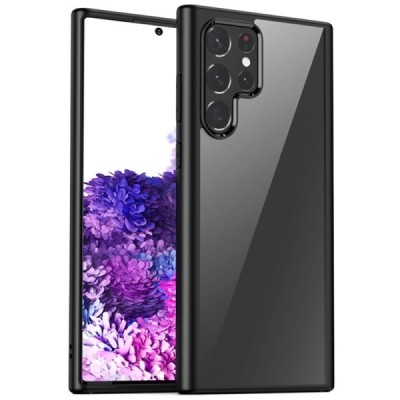 Samsung Galaxy S22 Ultra 5G (SM-S908X) „IPAKY“ Slim силиконовый прозрачный чехол с черной рамкой | Vacins.lv