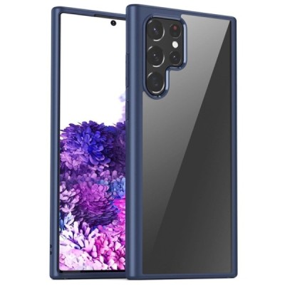 Samsung Galaxy S22 Ultra 5G (SM-S908X) „IPAKY“ Slim силиконовый прозрачный чехол с синей рамкой | Vacins.lv