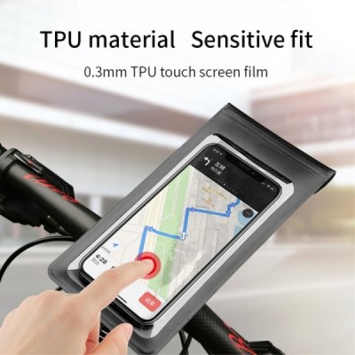„Handlebar“ melns universāls ūdensizturīgs velosipēdam telefona futrālis (XL+) | Vacins.lv