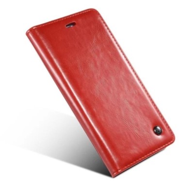 Apple iPhone 6 Plus (6s Plus, 7 Plus, 8 Plus) „CaseMe“ открываемый красный кожаный чехол – книжка | Vacins.lv