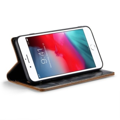 Apple iPhone 6 Plus (6s Plus, 7 Plus, 8 Plus) „CaseMe“ открываемый коричневый кожаный чехол – книжка | Vacins.lv