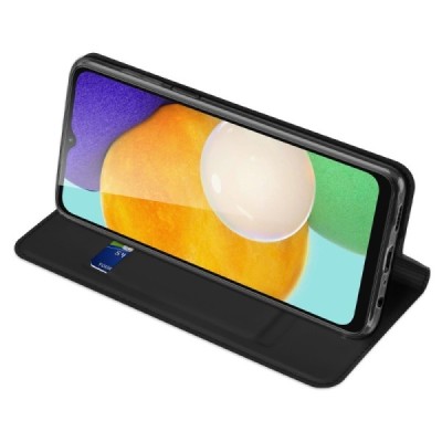Samsung Galaxy A13 5G (A04s) „Dux Ducis“ Skin sērijas melns ādas atvērams maciņš | Vacins.lv
