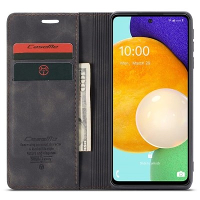 Samsung Galaxy A53 5G (SM-A536B) CaseMe Retro открываемый чёрный кожаный чехол – книжка | Vacins.lv