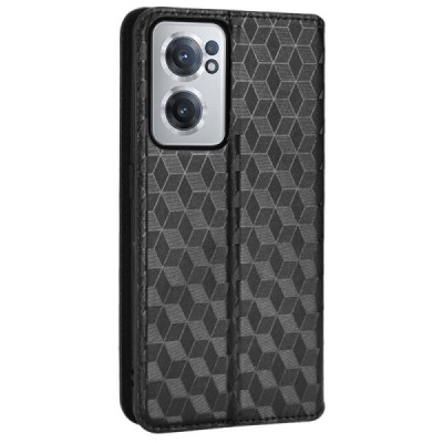 OnePlus Nord CE 2 „Rhombus“ чёрный кожаный чехол-книжка | Vacins.lv