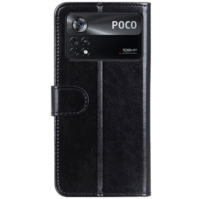 Xiaomi Poco X4 Pro открываемый чёрный кожаный чехол - книжка | Vacins.lv