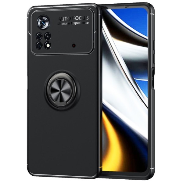„Ring“ Kickstand (TPU) apvalks - melns (Poco X4 Pro)