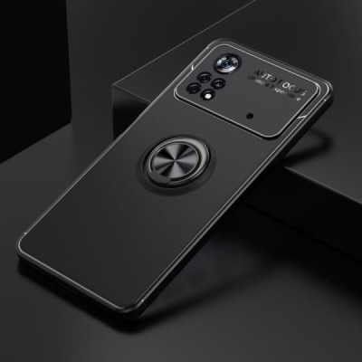 Xiaomi Poco X4 Pro „Ring“ Kickstand (TPU) melns apvalks | vacins.lv