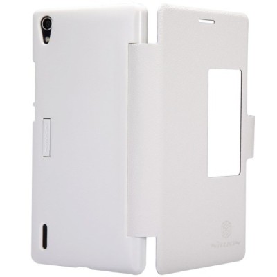 Huawei Ascend P7 „Nillkin“ Fresh atvēramais balts futrālis / Vacins.lv