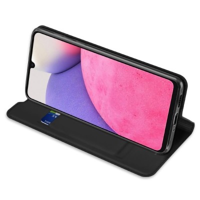 „Dux Ducis“ Skin серии Samsung Galaxy A33 5G (SM-A336E) чёрный кожаный чехол-книжка | Vacins.lv
