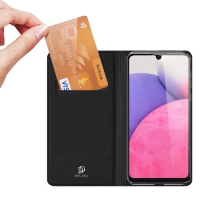 „Dux Ducis“ Skin серии Samsung Galaxy A33 5G (SM-A336E) чёрный кожаный чехол-книжка | Vacins.lv