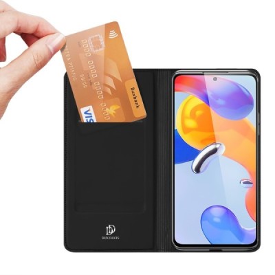 „Dux Ducis“ Skin серии Xiaomi Redmi Note 11 Pro чёрный кожаный чехол-книжка | Vacins.lv