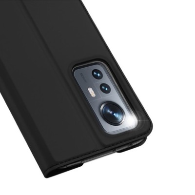 Xiaomi 12 „Dux Ducis“ Skin sērijas melns atvērams maciņš, maks | Vacins.lv