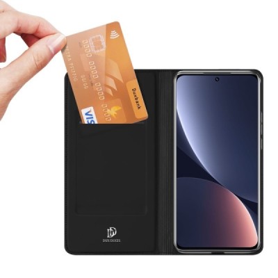 „Dux Ducis“ Skin серии Xiaomi 12 Pro чёрный кожаный чехол-книжка | Vacins.lv