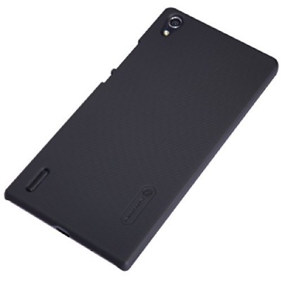Huawei Ascend P7 Nillkin Frosted Shield melns plastmasas futrālis + ekrāna aizsargplēve / Vacins.lv