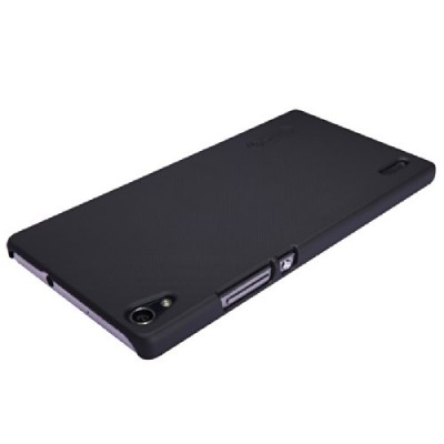 Huawei Ascend P7 Nillkin Frosted Shield melns plastmasas futrālis + ekrāna aizsargplēve / Vacins.lv