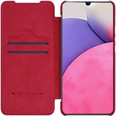 Роскошный красный кожаный чехол Nillkin Qin Series для Samsung Galaxy A33 5G (SM-A336E) | Vacins.lv