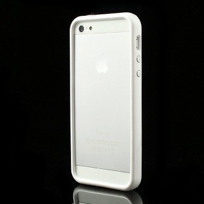 Apple iPhone 5 / 5S klasiskais balts cieta silikona rāmis (sānu apmale, bamperis) / Vacins.lv