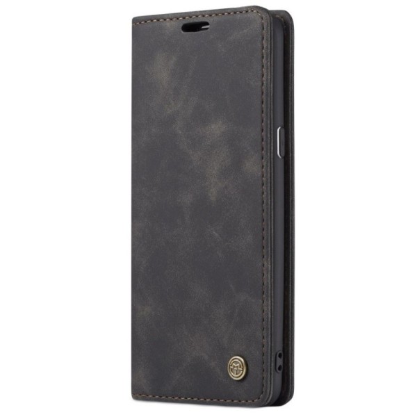 Кожиный чехол-книжка "CaseMe" Retro - чёрный (Galaxy S9+)