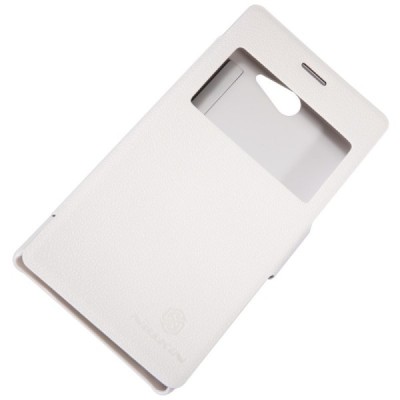 Sony Xperia M2 „Nillkin“ Fresh atvēramais balts futrālis / Vacins.lv