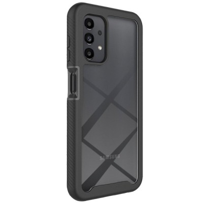 „Frame“ 360 Samsung Galaxy A13 4G (SM-A135F, SM-A137F) твердый силиконовый чехол TPU прозрачный с черной рамкой | Vacins.lv