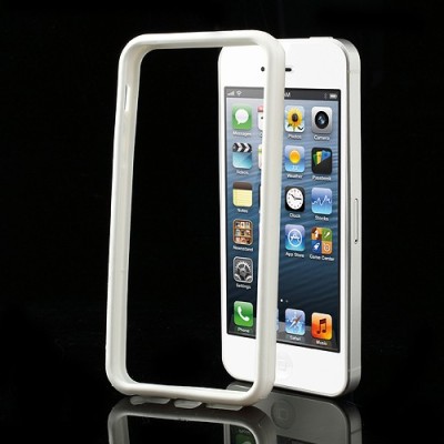 Apple iPhone 5 / 5S klasiskais balts cieta silikona rāmis (sānu apmale, bamperis) / Vacins.lv
