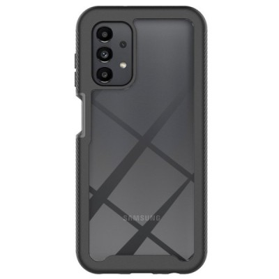 „Frame“ 360 Samsung Galaxy A13 4G (SM-A135F, SM-A137F) твердый силиконовый чехол TPU прозрачный с черной рамкой | Vacins.lv