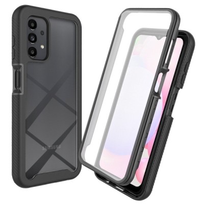 „Frame“ 360 Samsung Galaxy A13 4G (SM-A135F, SM-A137F) твердый силиконовый чехол TPU прозрачный с черной рамкой | Vacins.lv