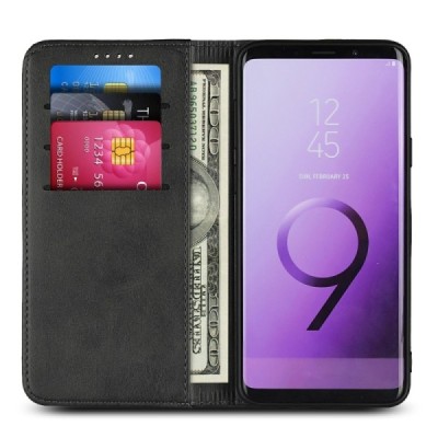 Samsung Galaxy S9+ (G965) „Split“ чёрный кожаный чехол-книжка | Vacins.lv