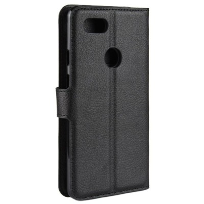 Google Pixel 3 Litchi открываемый чёрный кожаный чехол - книжка | Vacins.lv