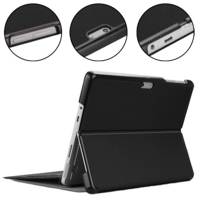 Microsoft Surface Go чёрный кожаный чехол-книжка (складной) | Vacins.lv